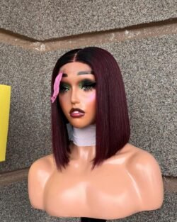 BURGUNDY COLOUR- VIETNAMESE SDD BONE STRAIGHT 2X6 CLOSURE WIG 200GRAMS