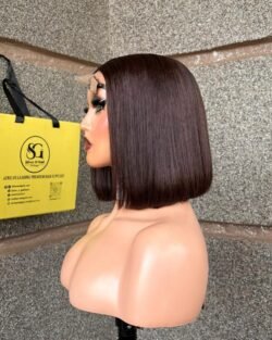 DARK BROWN COLOUR- VIETNAMESE BONE STRAIGHT 2X6 CLOSURE WIG 200GRAMS. READY TO WEAR.