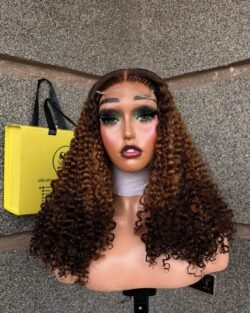 2TONE SDD PIXIE CURL 5X5 CLOSURE 300GRAMS WIG- CHINESE HAIR (picture length 18'')