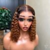 14'' SDD PIXIE CURL 5X5 CLOSURE WIG 200GRAMS- (GOLD COLOUR WITH DARK ROOT)
