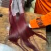 VIETNAMESE- SDD BURGUNDY COLOUR BONE STRAIGHT 14''/16'' 200GRAMS WITH 5X5 CLOSURE