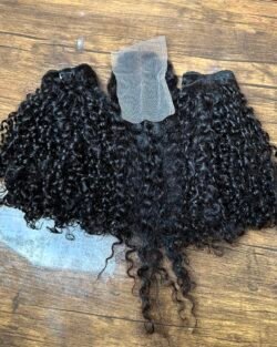 CHINESE- 14'' DD PIXIE CURL (NATURAL COLOUR 1B) 200GRAMS WITH 2X4 CLOSURE