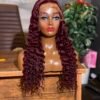 CHINESE SDD- 20'' BURGUNDY COLOUR 13X4 CURLY 250GRAMS WIG.