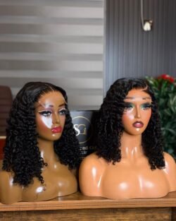 CHINESE- SDD PIXIE CURL 5X5 CLOSURE WIG NATURAL COLOUR 200GRAMS. STYLED READY TO WEAR.. (FACTORY)