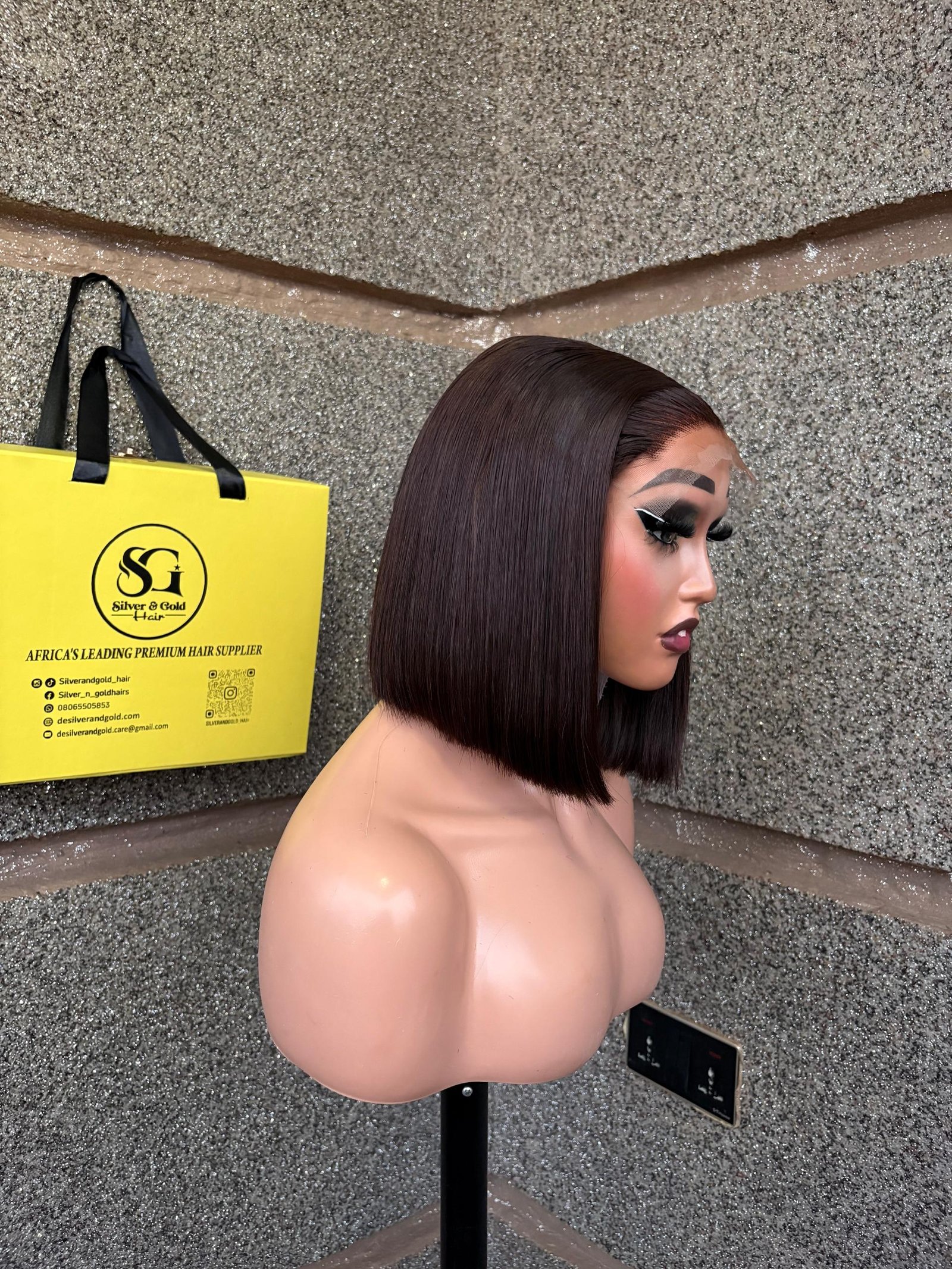 DARK BROWN COLOUR- VIETNAMESE SDD BONE STRAIGHT 5X5 CLOSURE WIG 200GRAMS, READY TO WEAR. - Image 4