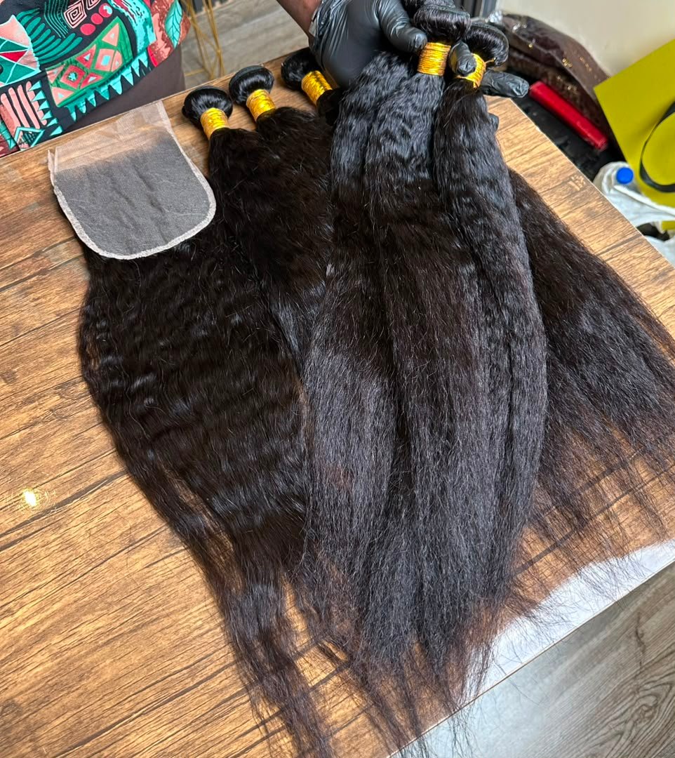 KINKY STRAIGHT 100% HUMAN HAIR- 100GRAMS - Image 5