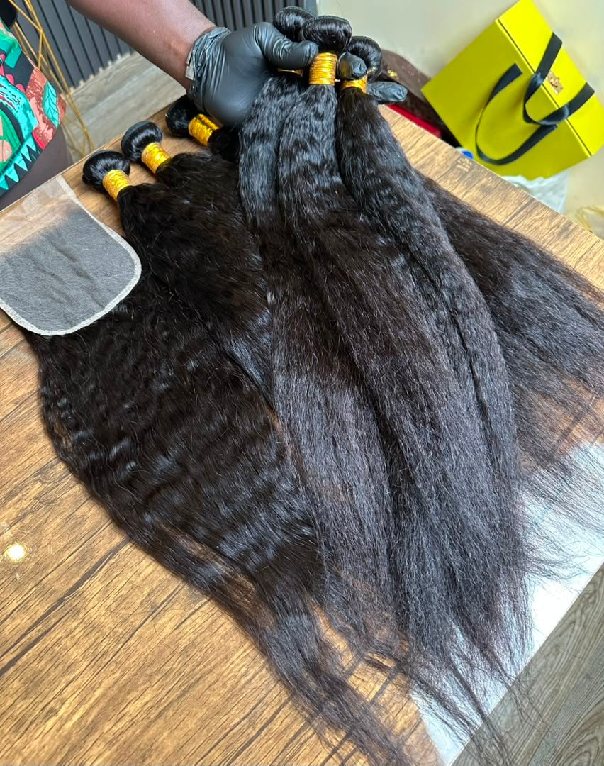 KINKY STRAIGHT 100% HUMAN HAIR- 100GRAMS - Image 4
