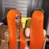 24 INCHIES BURNT ORANGE COLOUR VIETNAMESE SDD BONE STRAIGHT 2X6 CLOSURE WIG 250GRAMS