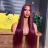 PREMIUM QUALITY- 24'' LIGHT BURGUNDY BONE STRAIGHT 2X6 CLOSURE WIG 200GRAMS