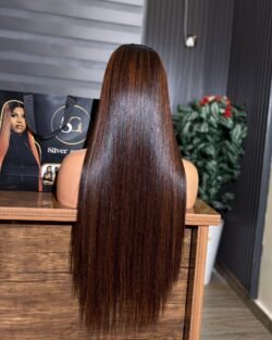 PREMIUM QUALITY- 24'' PIANO BROWN COLOUR BONE STRAIGHT 2X4 CLOSURE WIG 200GRAMS