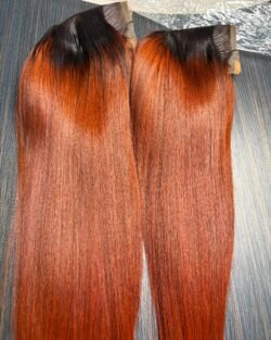 SDD VIETNAMESE- BONE STRAIGHT 5X5 CLOSURE WIG 200GRAMS (CAJUN COLOUR WITH DARK ROOT)